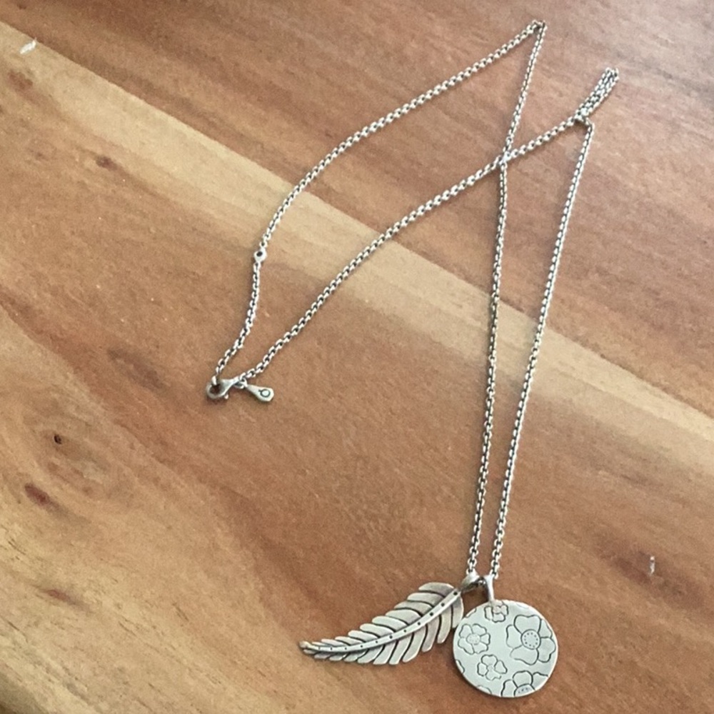 Sterling silver long necklace with two charms (interchangeable)